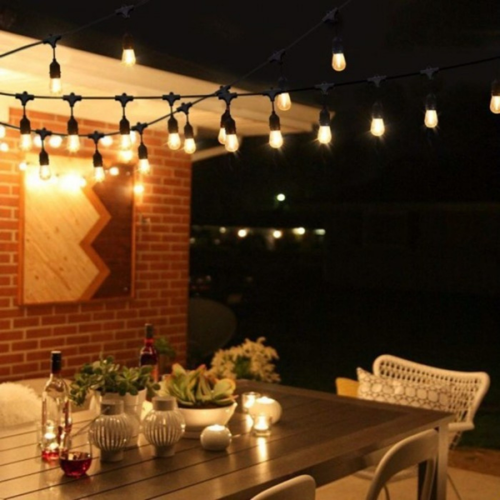 Dây đuôi đèn kín nước trang trí ngoài trời 220V Kèm Bóng LED BULB 3W  Trắng - Vàng Nắng