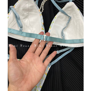 Set bộ đồ lót tằm xốp hoa xanh ngọt ngào - handmade by Mimi House