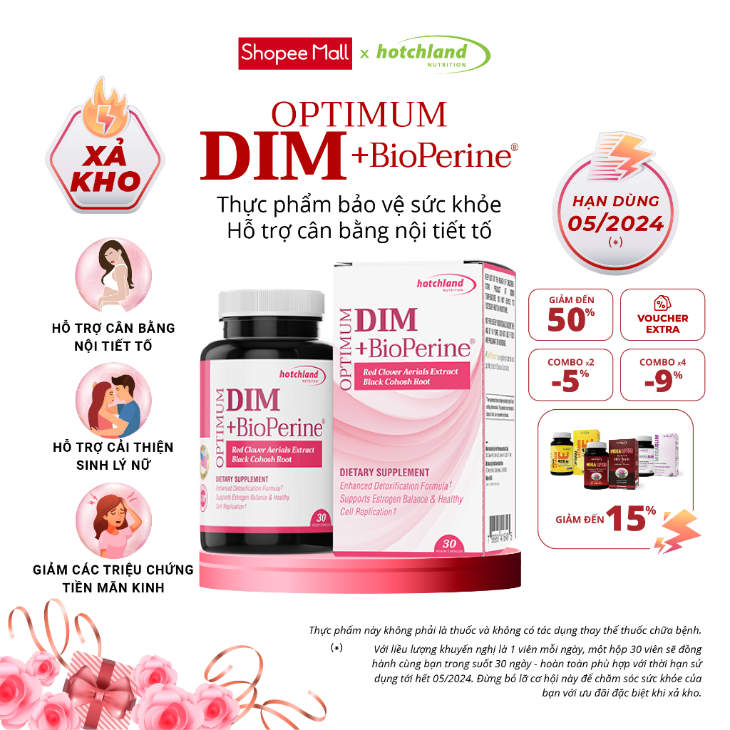 Viên uống Hotchland Nutrition Optimum Dim +Bioperine bổ sung cân bằng ...