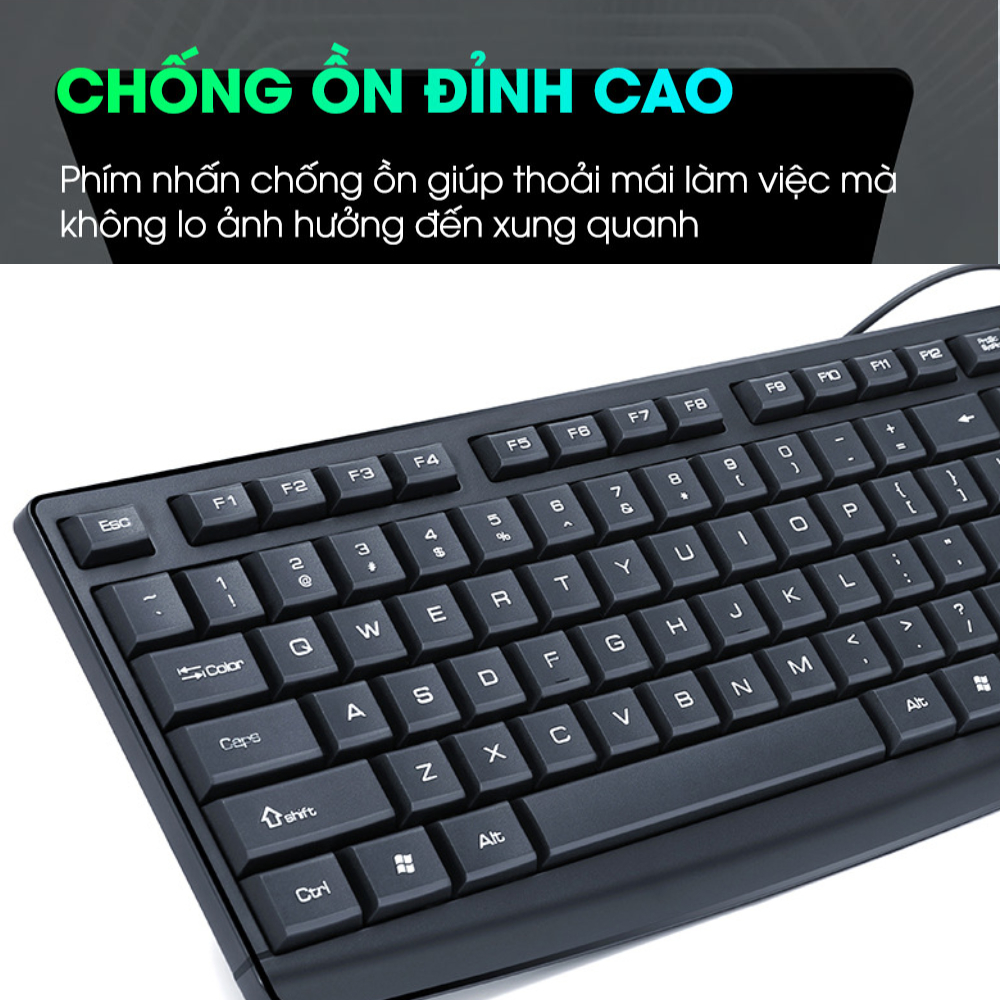 Combo bàn phím chuột vi tính DEIOG DY-813S full size 104 key văn phòng gaming thiết kế thoải mái