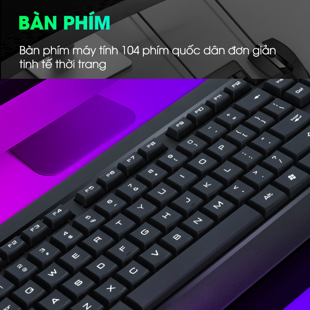 Combo bàn phím chuột vi tính DEIOG DY-813S full size 104 key văn phòng gaming thiết kế thoải mái