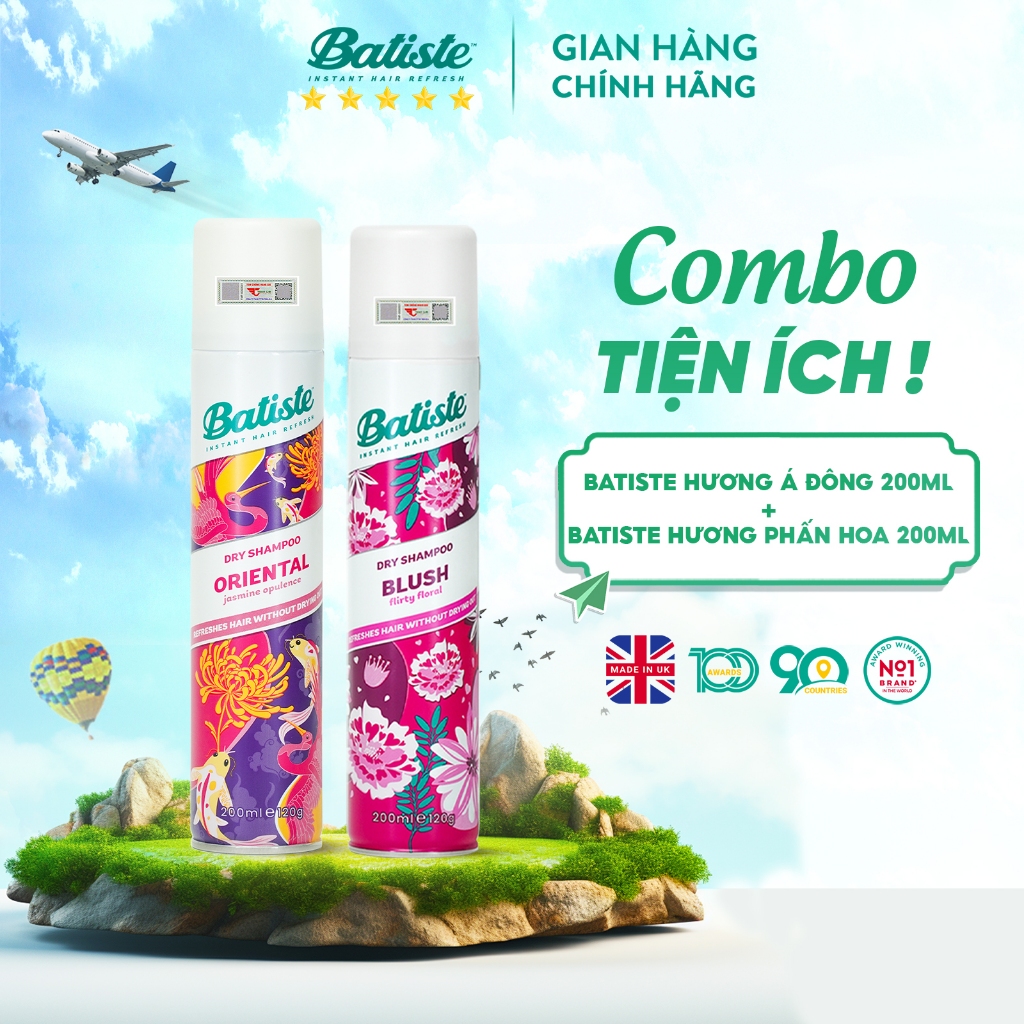 Ảnh Combo 2 Chai Dầu Gội Khô Batiste Hương Á Đông Oriental 200ml Và Hương Phấn Hoa Blush 200ml Cho Tóc Bồng Bềnh Hết Bết 2