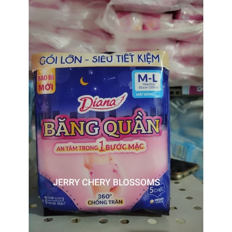 Bộ 10 gói băng vệ sinh dạng quần Diana Beauty hip 5 chiếc size SM/ML/XL