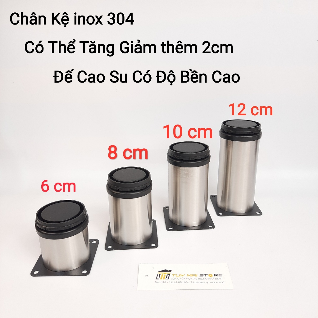 Chân Kệ Inox 304 có thể điều chỉnh tăng giảm chiều cao Loại Tốt (giá 1 ...