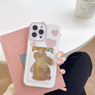 Ốp lưng iphone trong túi đựng thẻ ảnh Thỏ trái tim 7/7plus/8/8plus/xs/11/12/13/14/15/pro/max/plus/promax - ct2013