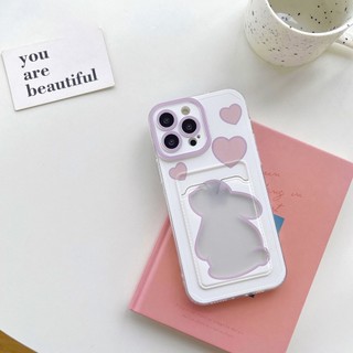 Ốp lưng iphone trong túi đựng thẻ ảnh Thỏ trái tim 7/7plus/8/8plus/xs/11/12/13/14/15/pro/max/plus/promax - ct2013