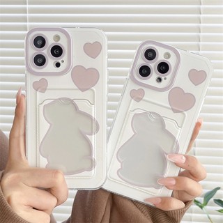 Ốp lưng iphone trong túi đựng thẻ ảnh Thỏ trái tim 7/7plus/8/8plus/xs/11/12/13/14/15/pro/max/plus/promax - ct2013