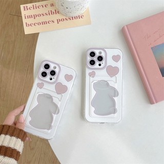 Ốp lưng iphone trong túi đựng thẻ ảnh Thỏ trái tim 7/7plus/8/8plus/xs/11/12/13/14/15/pro/max/plus/promax - ct2013
