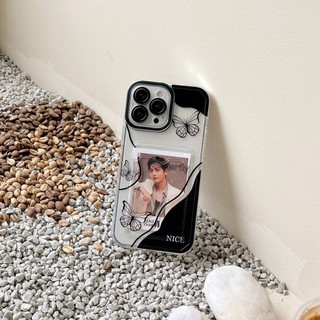 Ốp lưng iphone trong túi đựng thẻ ảnh Butterfly đen trắng 7/7plus/8/8plus/xs/11/12/13/14/15/pro/max/plus/promax - ct2012