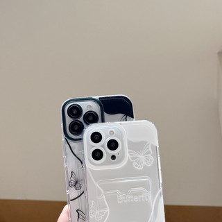 Ốp lưng iphone trong túi đựng thẻ ảnh Butterfly đen trắng 7/7plus/8/8plus/xs/11/12/13/14/15/pro/max/plus/promax - ct2012