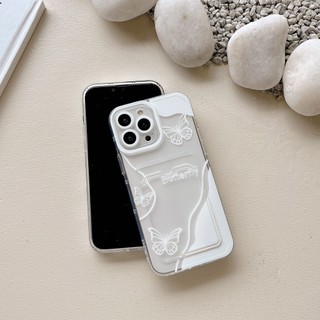 Ốp lưng iphone trong túi đựng thẻ ảnh Butterfly đen trắng 7/7plus/8/8plus/xs/11/12/13/14/15/pro/max/plus/promax - ct2012