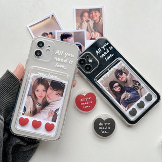 Ốp lưng iphone trong túi đựng thẻ ảnh Cặp đôi trái tim 7/7plus/8/8plus/xs/11/12/13/14/15/pro/max/plus/promax - ct2021