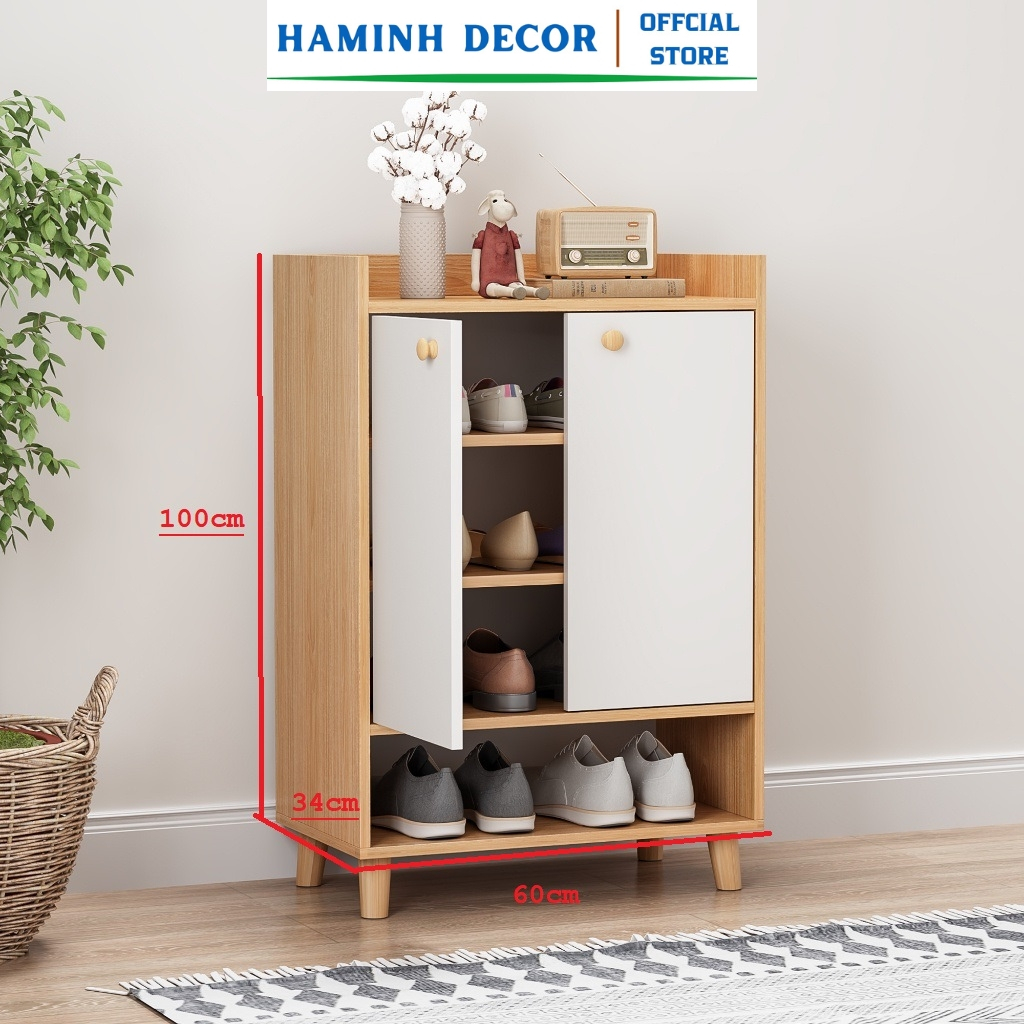 Tủ gỗ để giầy thông minh 2 cánh, tủ giầy 5 tầng - HM125