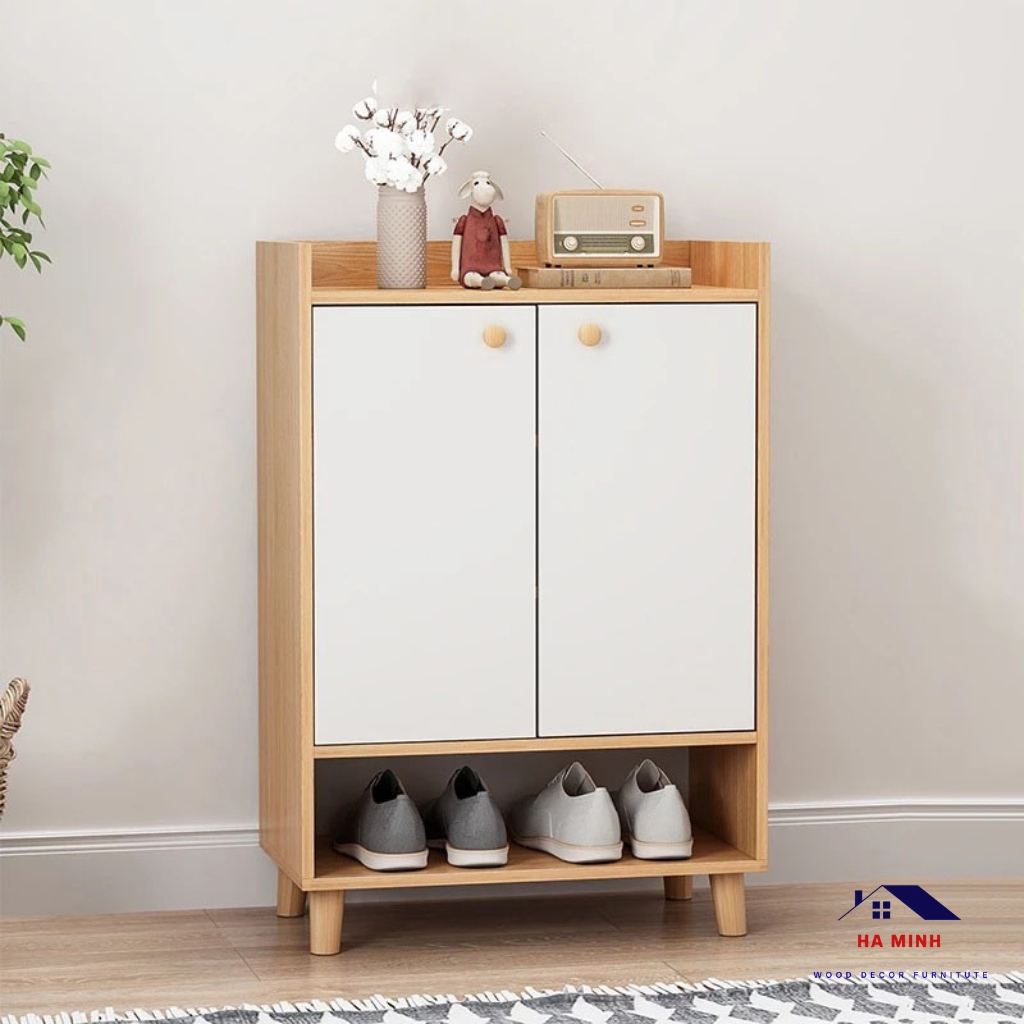 Tủ gỗ để giầy thông minh 2 cánh, tủ giầy 5 tầng - HM125