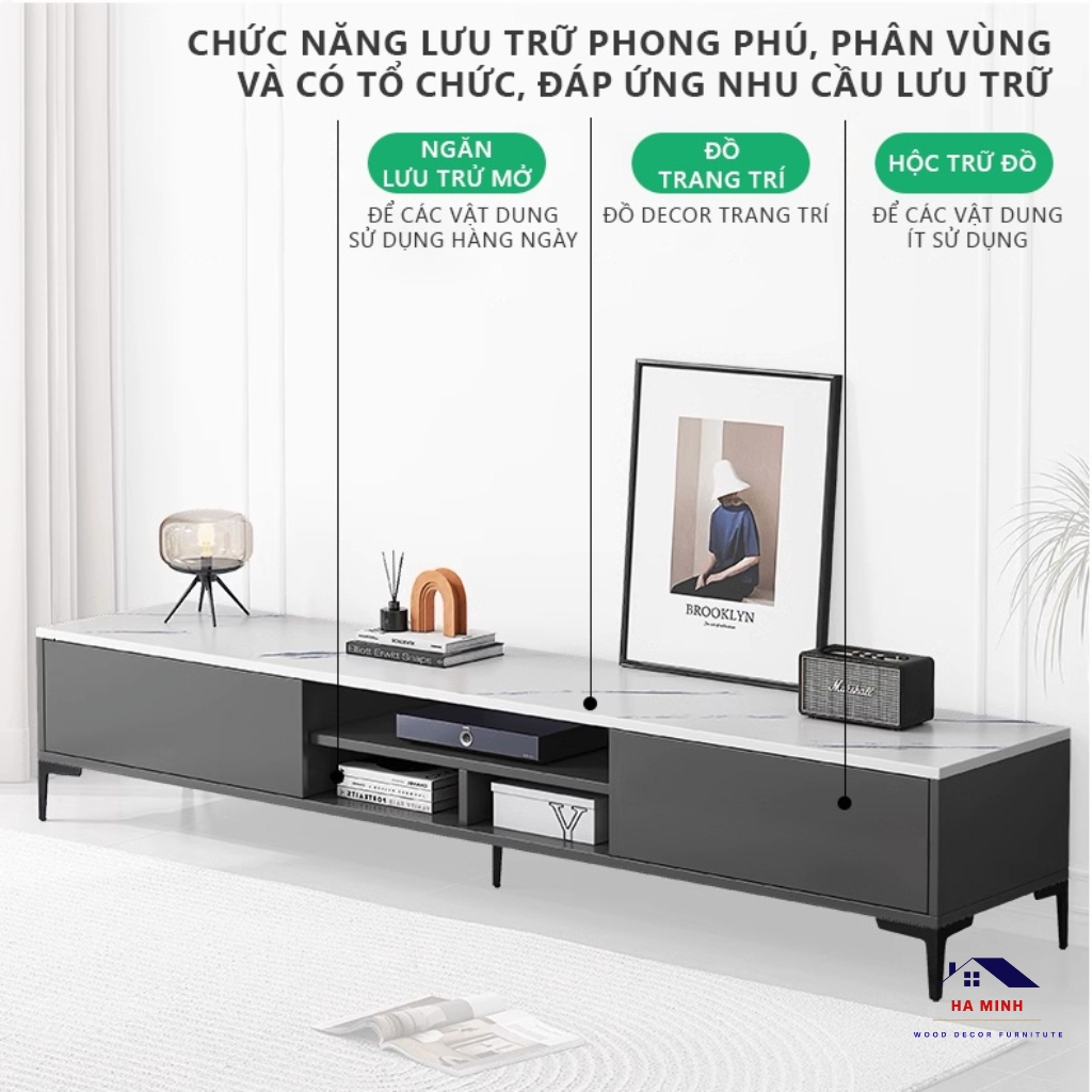 Kệ tivi để sàn phòng khách 1m6, kệ  tivi đa năng tích hơp nhiều ngăn kéo để đồ - HM297