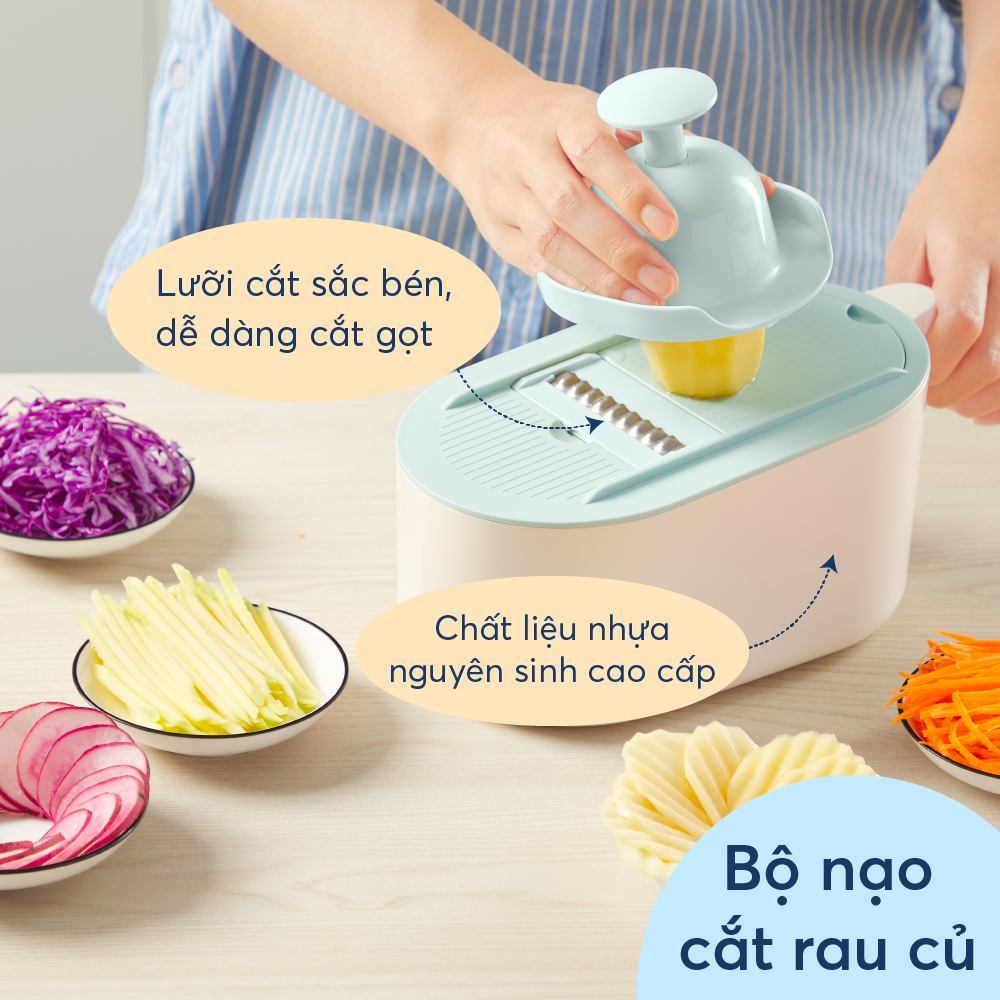 Bộ nạo cắt rau củ Inochi - cao cấp, đa năng, tiện lợi, cắt nhỏ, vụn, lát, tạo hình thực phẩm