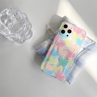 Ốp lưng iphone trong túi đựng thẻ ảnh trái tim cầu vồng 7/7plus/8/8plus/xs/11/12/13/14/15/pro/max/plus/promax - ct2003