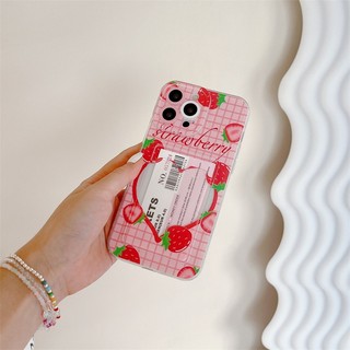 Ốp lưng iphone trong túi đựng thẻ ảnh Love strawberry 7/7plus/8/8plus/xs/11/12/13/14/15/pro/max/plus/promax - ct2000