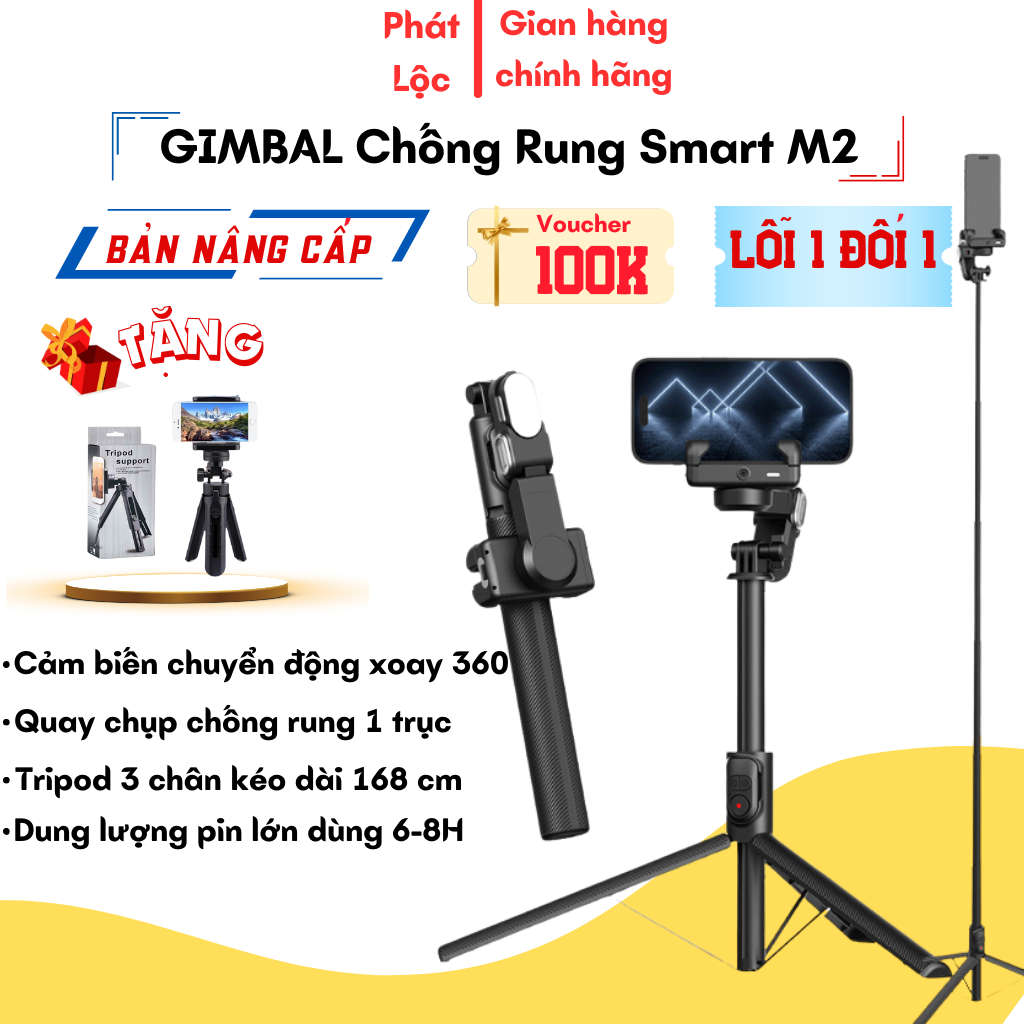 Gimbal Smart M2 Chống Rung Cho Điện Thoại 3IN1, Tay Cầm Chống Rung Quay ...
