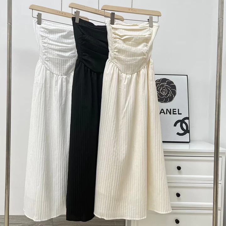 Đầm 2 Dây Cúp Ngực Chất Đũi Gân Bèo Lou Dress, Váy Cúp Ngực 2 Dây Bánh Bèo Cực Xinh V08