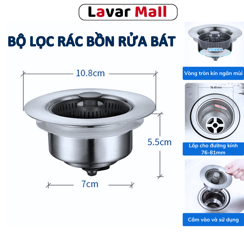 Bộ Lọc Rác Bồn Rửa Ngăn Mùi Hôi Côn Trùng, Nút Chặn Thoát Nước, Khay ...