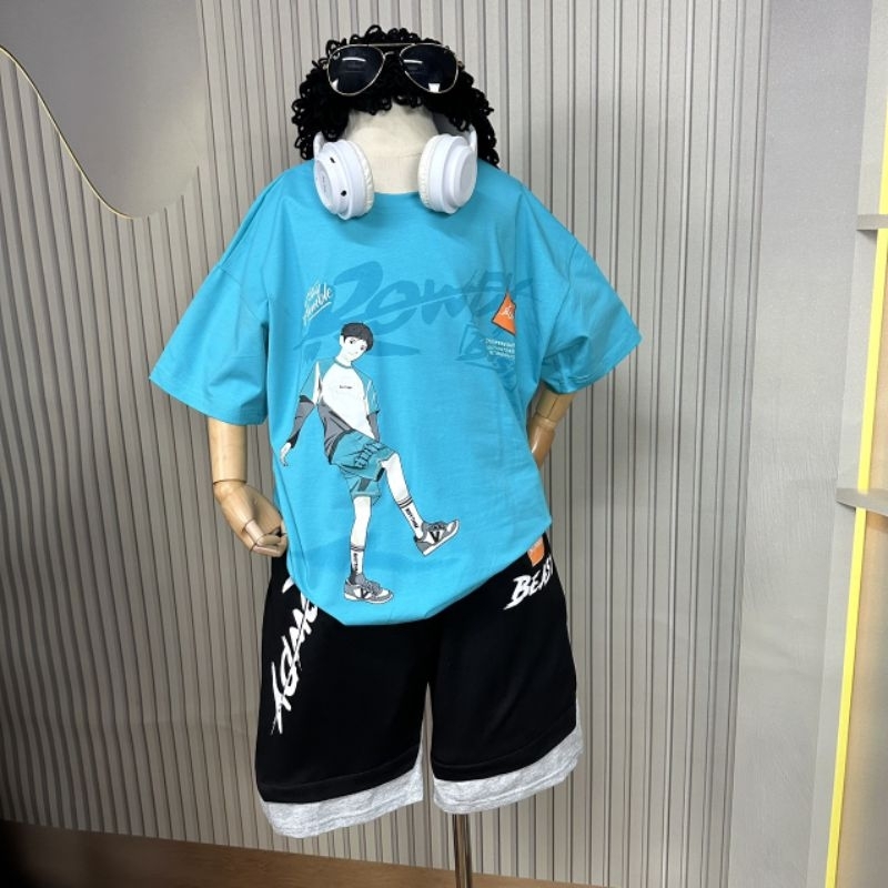 Bộ quần áo bé trai cotton Quảng Châu size đại 35-60kg Q003