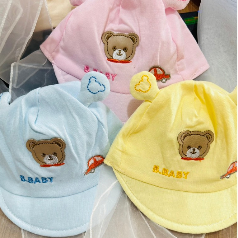 Mũ nón cho bé sơ sinh có khăn voan che mặt an toàn lưới 0-5 tháng mesocshop