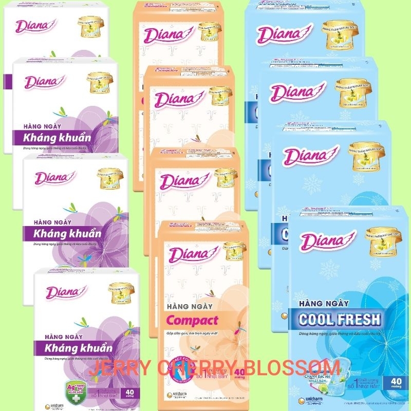 Bộ 4 gói băng vệ sinh hàng ngày Diana sensi 40 miếng/gói tùy chọn