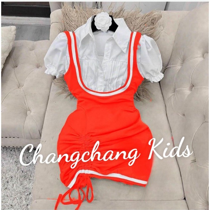 SALE SALE Sét bộ đầm kèm sơ mi cho bé gái từ 12-55kg