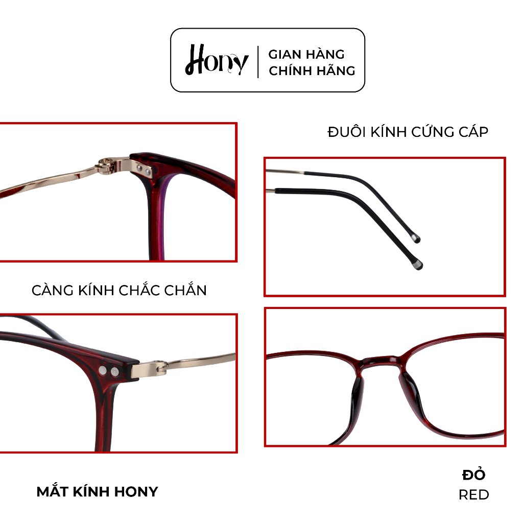 Mắt kính Nữ thời trang HONY - Gọng nhựa phối kim loại càng mỏng cá tính