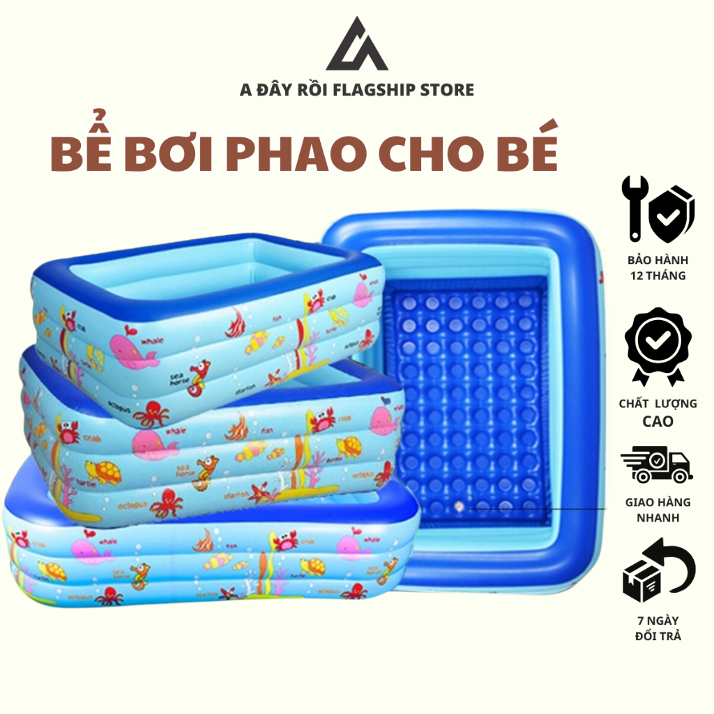 Bể Bơi Phao Cho Bé, Bể Bơi Chính Hãng KAW 3 Tầng, Kích Thước Lớn, Đáy 2 Lớp Chống Trượt An Toàn