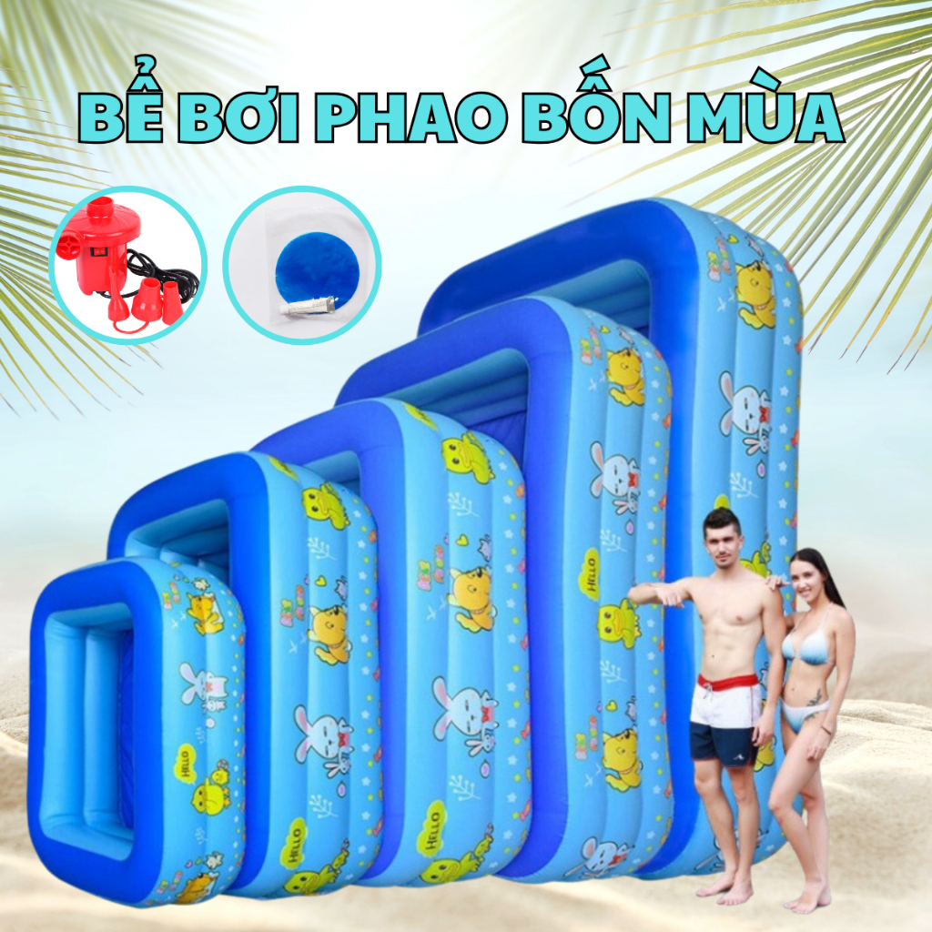Bể Bơi Phao Cho Bé, Bể Bơi Chính Hãng KAW 3 Tầng, Kích Thước Lớn, Đáy 2 Lớp Chống Trượt An Toàn
