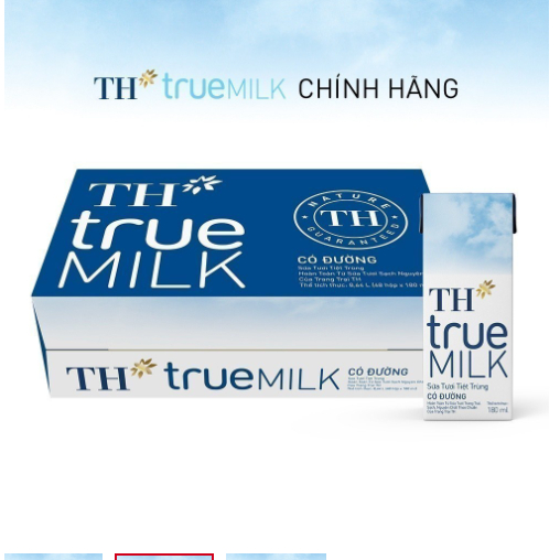 Thùng 48 hộp sữa tươi tiệt trùng có đường /it đường TH True Milk 180ml (180ml x 48)