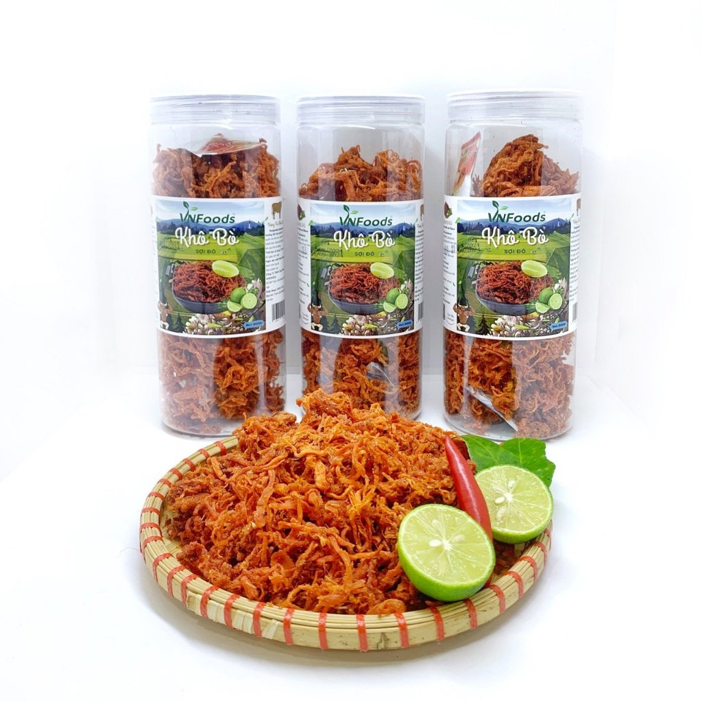 Khô Bò Xé Sợi Đỏ Khô Bò Ăn Vặt 500Gr KingFood