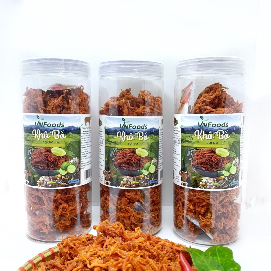 Khô Bò Xé Sợi Đỏ Khô Bò Ăn Vặt 500Gr KingFood