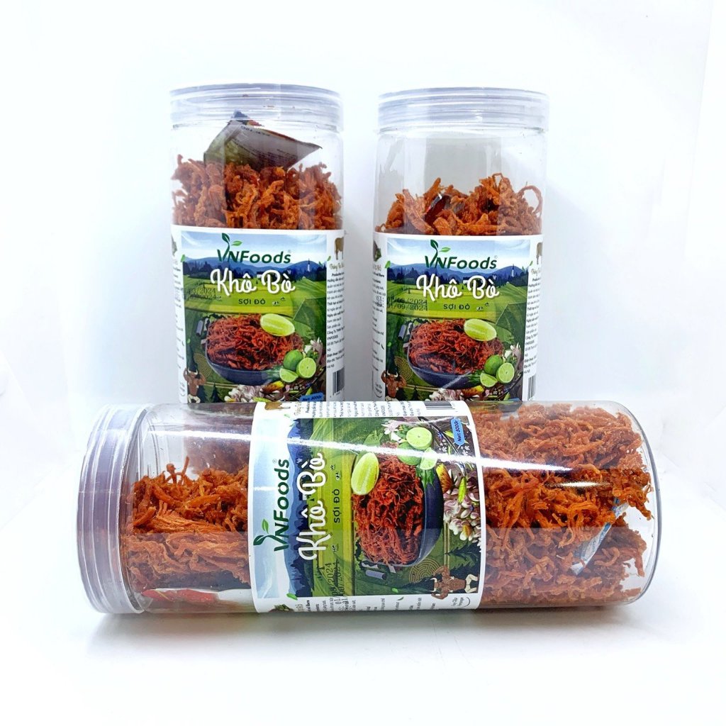 Khô Bò Xé Sợi Đỏ Khô Bò Ăn Vặt 500Gr KingFood