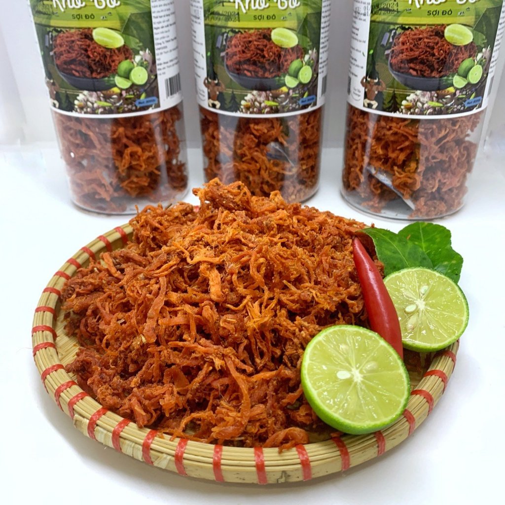 Khô Bò Xé Sợi Đỏ Khô Bò Ăn Vặt 500Gr KingFood