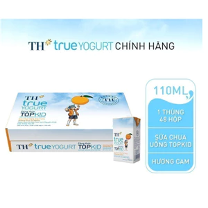 Thùng 48 hộp sữa chua uống tiệt trùng TOPKID hương cam tự nhiên TH True Yogurt 110ml (110ml x 48)