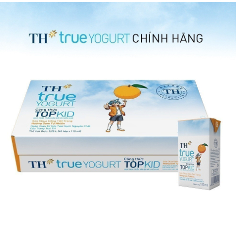 Thùng 48 hộp sữa chua uống tiệt trùng TOPKID hương cam tự nhiên TH True Yogurt 110ml (110ml x 48)