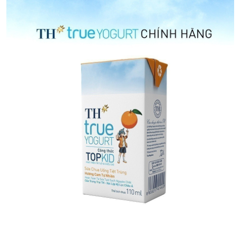 Thùng 48 hộp sữa chua uống tiệt trùng TOPKID hương cam tự nhiên TH True Yogurt 110ml (110ml x 48)