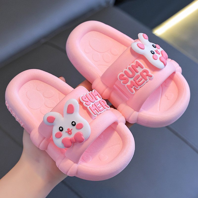 Dép bánh mì quai ngang Summer xinh xắn chống trơn trượt hoạt hình thỏ khủng long cho bé trai bé gái