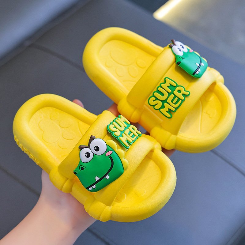 Dép bánh mì quai ngang Summer xinh xắn chống trơn trượt hoạt hình thỏ khủng long cho bé trai bé gái