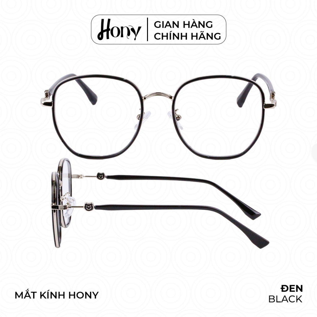 Mắt kính Nữ thời trang HONY - Gọng Acetate dáng tròn càng cách điệu gấu dễ thương