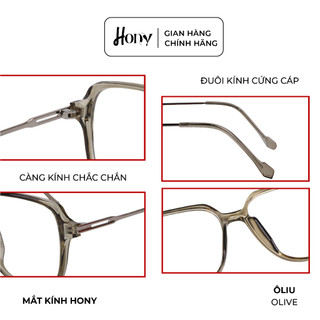 Mắt kính Unisex thời trang HONY - Gọng Acetate dáng vuông bo tròn thời trang