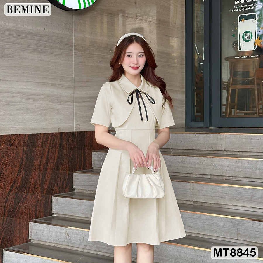 Ảnh Đầm thiết kế giả áo khoác tay lửng tùng xoè BEMINE MT8845 3