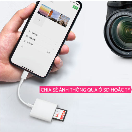 Đầu Đọc Thẻ Nhớ SD TF 2 Trong 1 dành cho cho điện thoại IPH laptop pc máy tính bảng đa năng nhiều cổng
