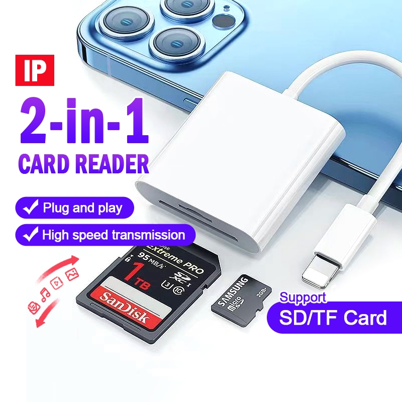 Đầu Đọc Thẻ Nhớ SD TF 2 Trong 1 dành cho cho điện thoại IPH laptop pc máy tính bảng đa năng nhiều cổng