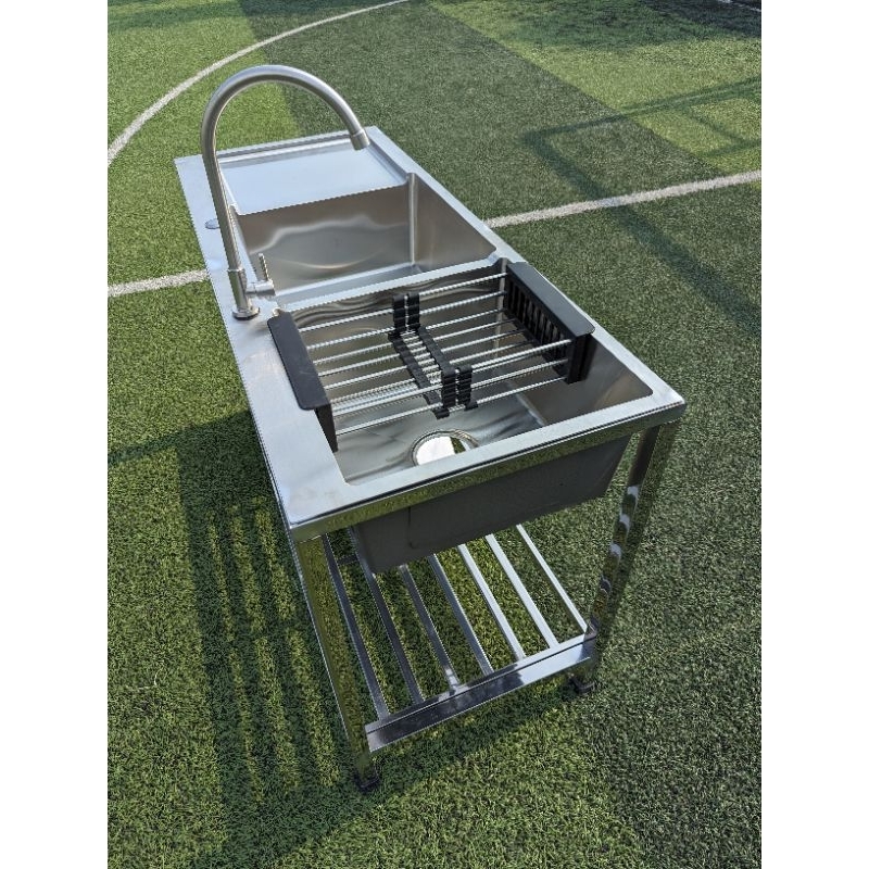 CHẬU RỬA CHÉN INOX 304 - ĐÚC KHUÔN DÀY - 50cmx120cm (Đã Bao Gồm Chân và ...