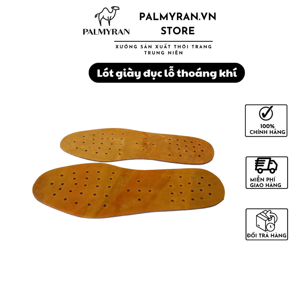 Lót Giày Da Thật Đục Lỗ Thoáng Khí Khử Mùi Cao Cấp Palmryan LD01