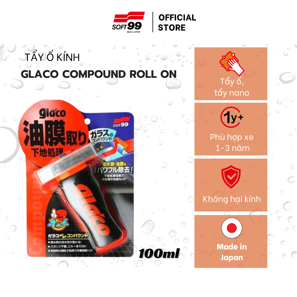 Soft99 Glaco Glass Compound Roll On - De Detailshop